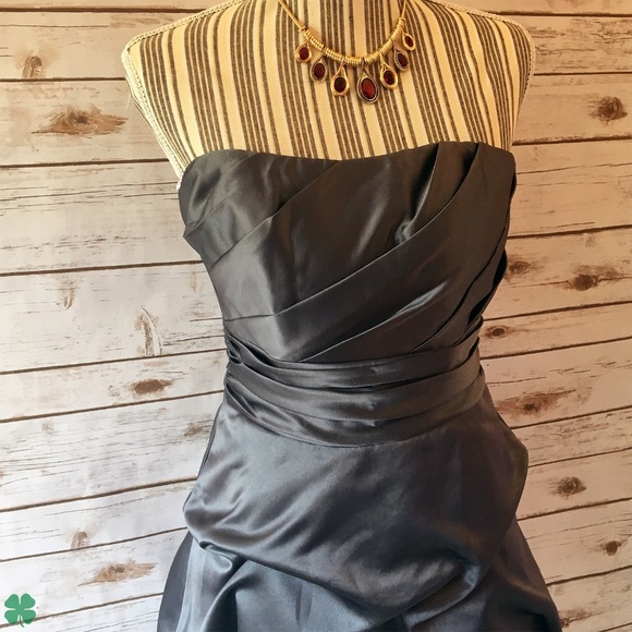 David's Bridal Gray Strapless Dress Size 2 - Picture 2 of 10